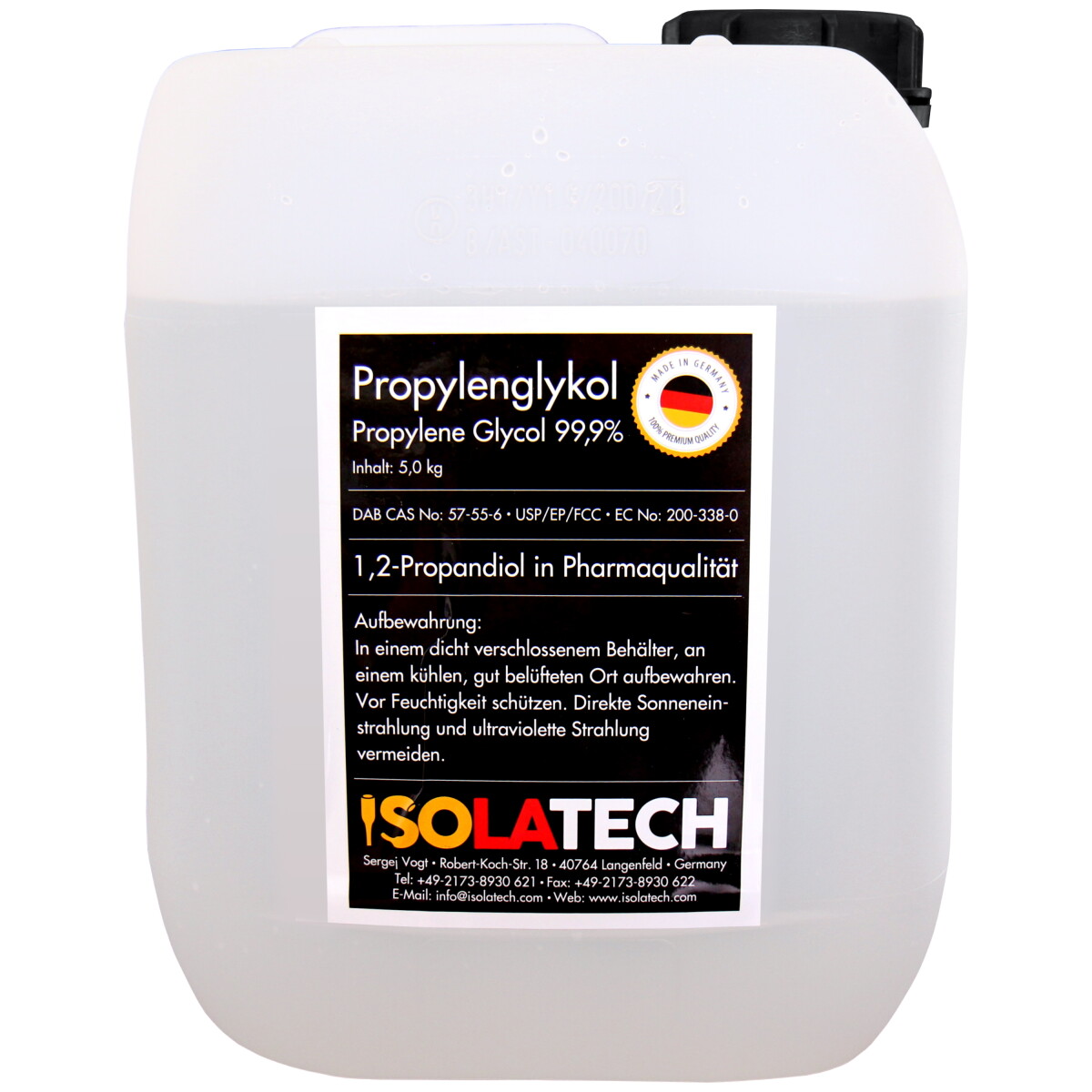 Propylenglykol 5 L Kanister – 99,9 % Pharmaqualität, 1,2-Propandiol – Für Kosmetik, Frostschutz & Lebensmittel