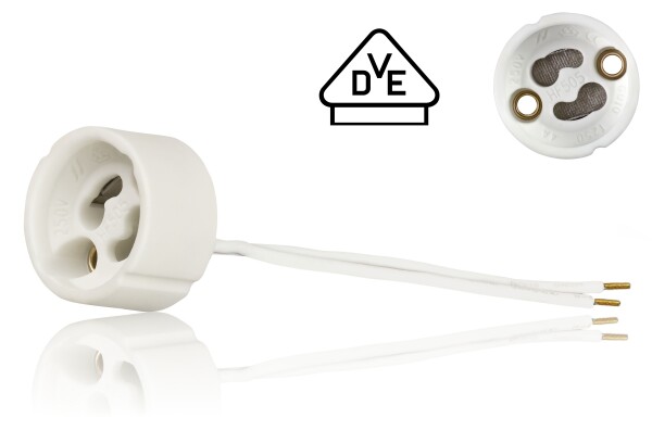 Keramik Fassungen in verschiedenen Ausführungen für GU10 Leuchtkörper.