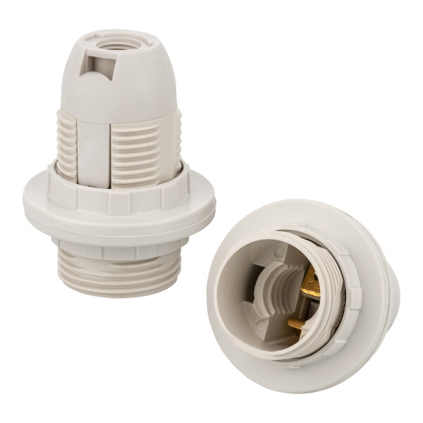 E14 Kunststoff Fassung mit 2 Schraubringen für Lampenschirme