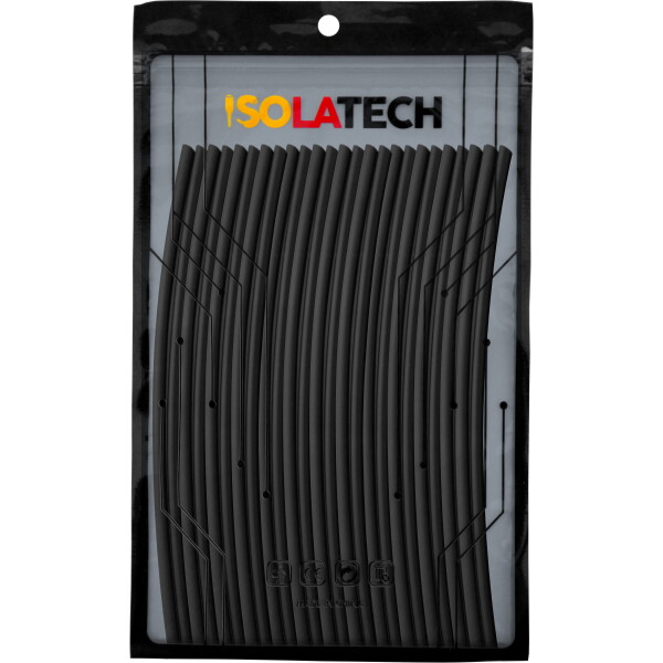 Schrumpfschlauch Set Ø3mm 5 Meter Sortiment schwarz 3:1 in 25Stk x 20cm