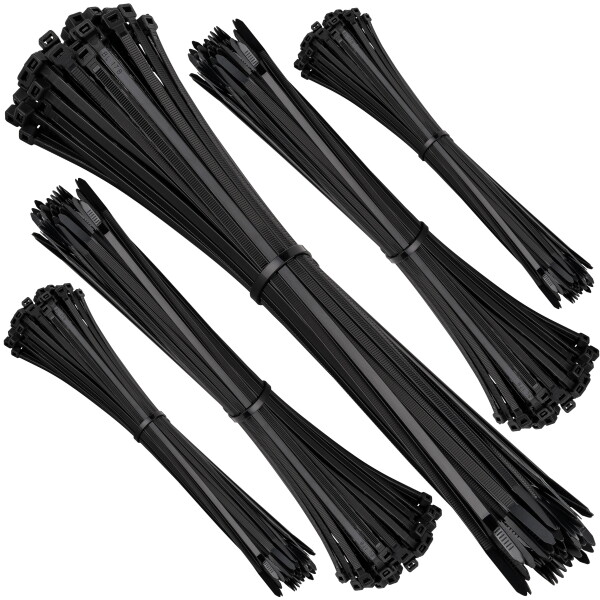 500Stk Kabelbinder Set Schwarz 150/200/250/300/370mm x 3,6/4,8mm
