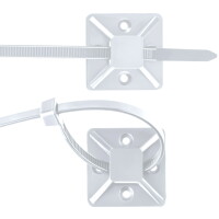 50Stk Kabelbinder Halter Klebesockel Weiß 19mm x 19mm