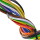 Foto verschiedenfarbener Kabel, die mit Kabelbinder gebündelt sind.