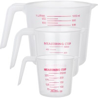 Messbecher Kunststoff 0,25l 0,5l 1,0l transparent Set