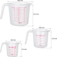Messbecher Kunststoff 0,25l 0,5l 1,0l transparent Set