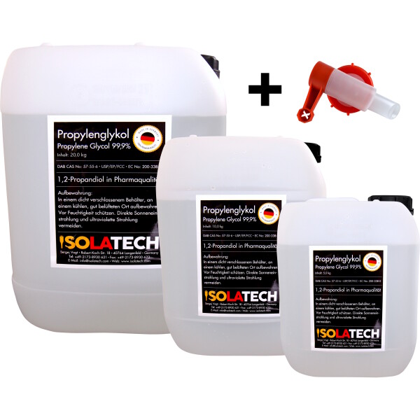 Propylenglykol 99,9% Pharmaqualität 1,2 Propandiol 5L - 20L Kanister mit Ausgießhahn