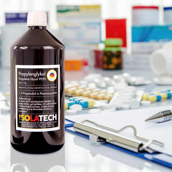 Propylenglykol 1,2-Propandiol 99,9 % Pharmaqualität – 0,25 L Von ISOLATECH (39,96 €/l)