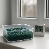 Darstellung die zeigt, dass das Silica Gel elektronische Komponenten entfeuchten kann.