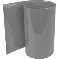 Graue PVC Schrumpfschläuche mit einem Schrumpfverhältnis von 2:1 für 18650 Akkus in verschiedenen Längen und Durchmessern.