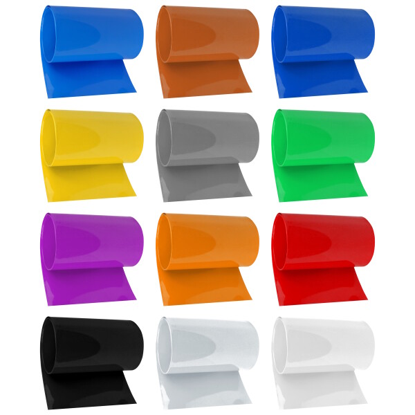 PVC Schrumpfschläuche mit einem Schrumpfverhältnis von 2:1 für 18650 Akkus in verschiedenen Längen und Durchmessern.